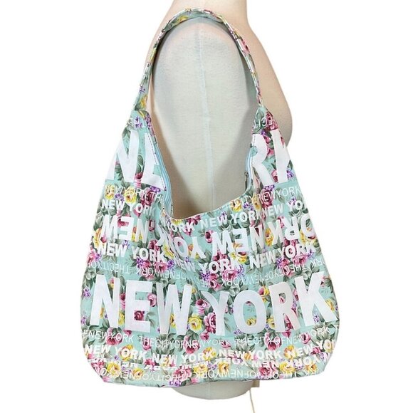 Robin Ruth Handbags - Robin Ruth New York Floral Print Hobo Shoulder Bag Zipper Closure Inner Pocket